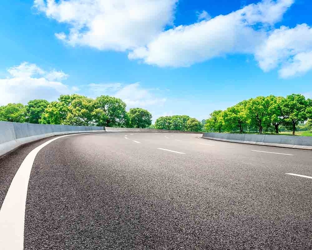 Une route avec de la végétation des deux côtés